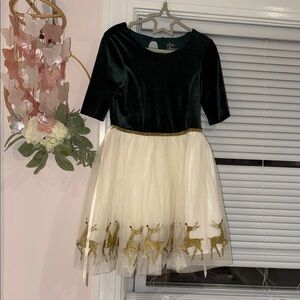 Elegant Green and Cream Kids Formal Dress